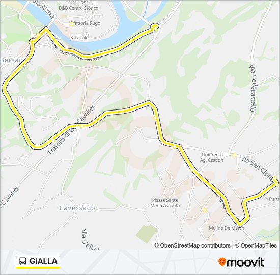 Percorso linea bus GIALLA