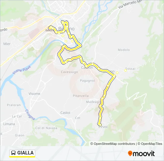 GIALLA Bus Line Map