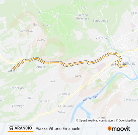 Percorso linea bus ARANCIO