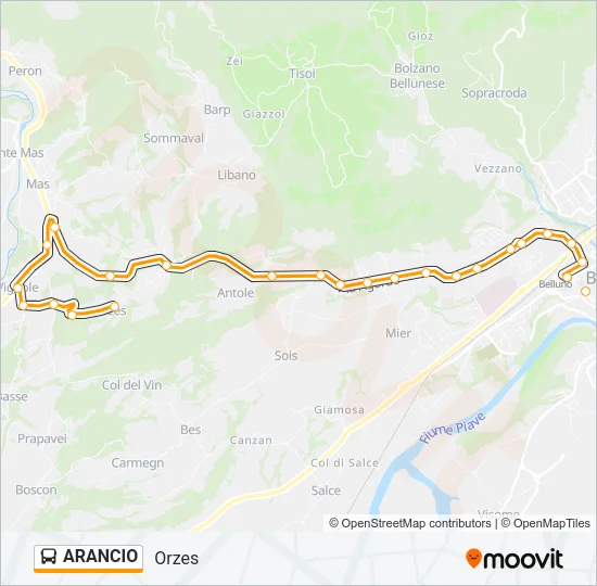 ARANCIO Bus Line Map
