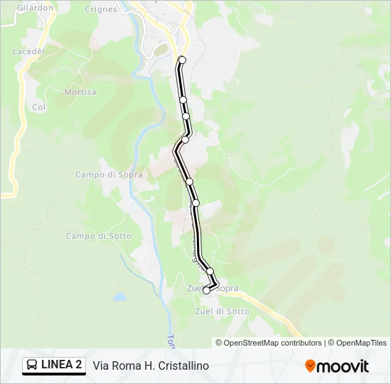 Percorso linea bus LINEA 2