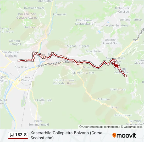 182-S Bus Line Map