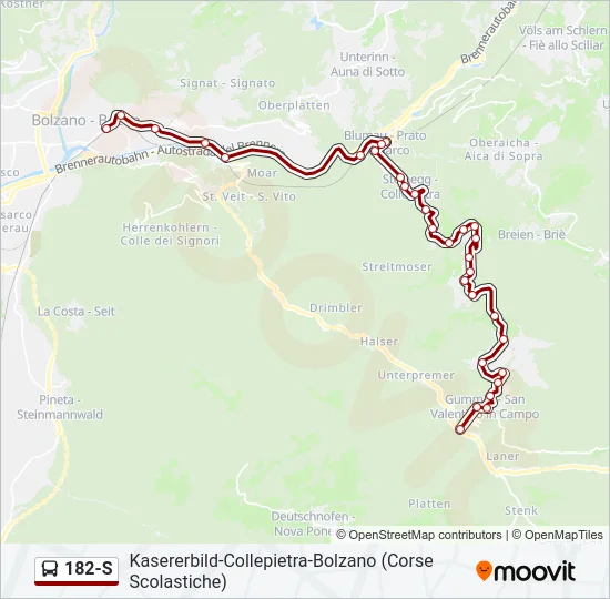 182-S Bus Line Map