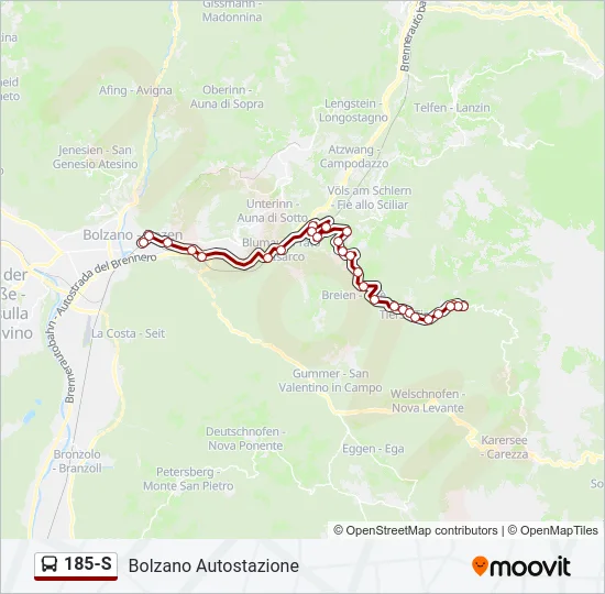 185-S Bus Line Map