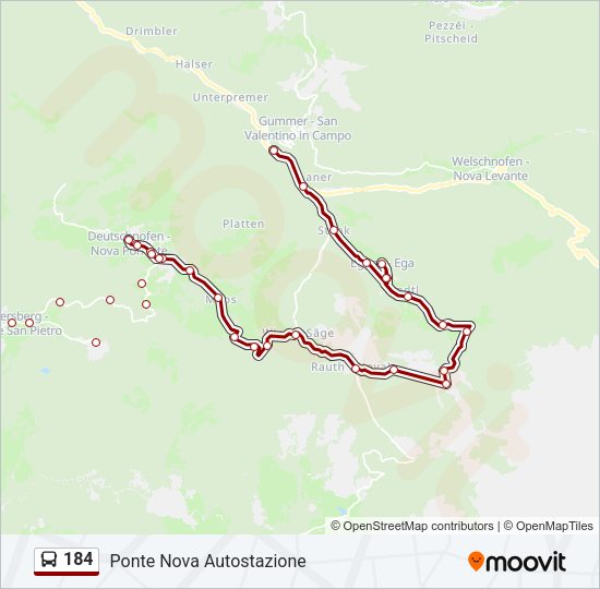 Percorso linea bus 184