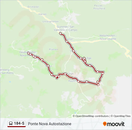 184-S Bus Line Map