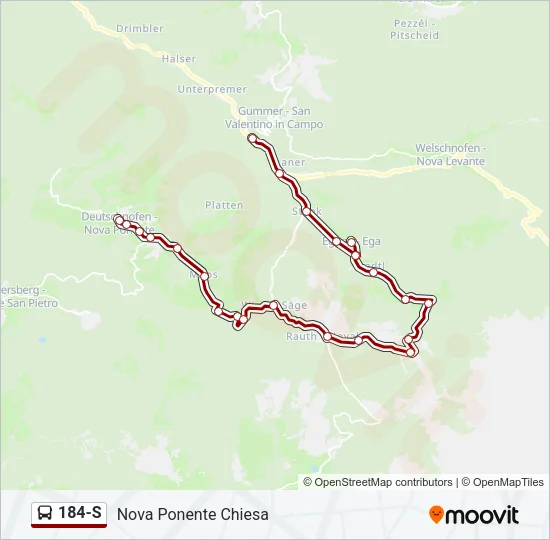 184-S Bus Line Map
