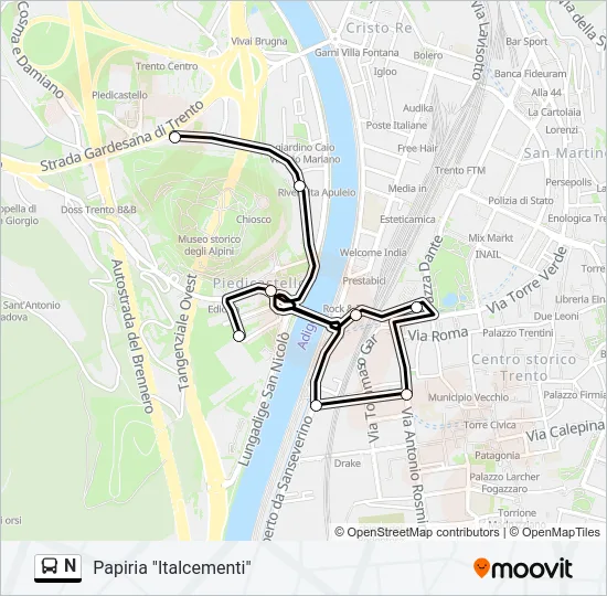 N Bus Line Map