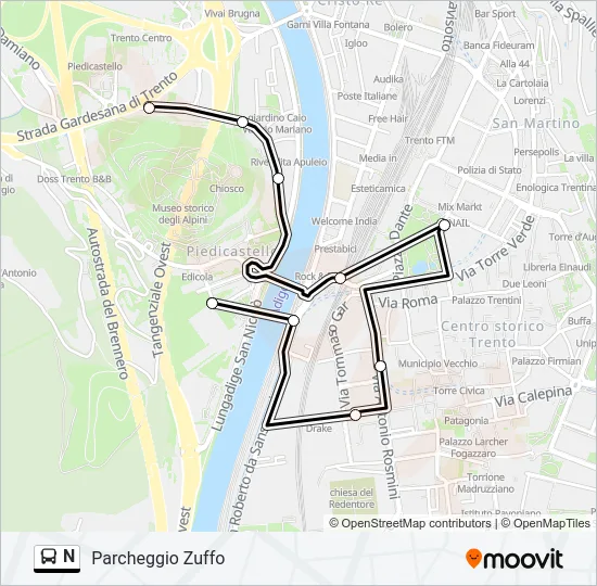 N Bus Line Map