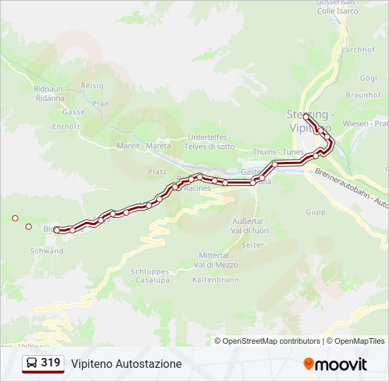 Percorso linea bus 319