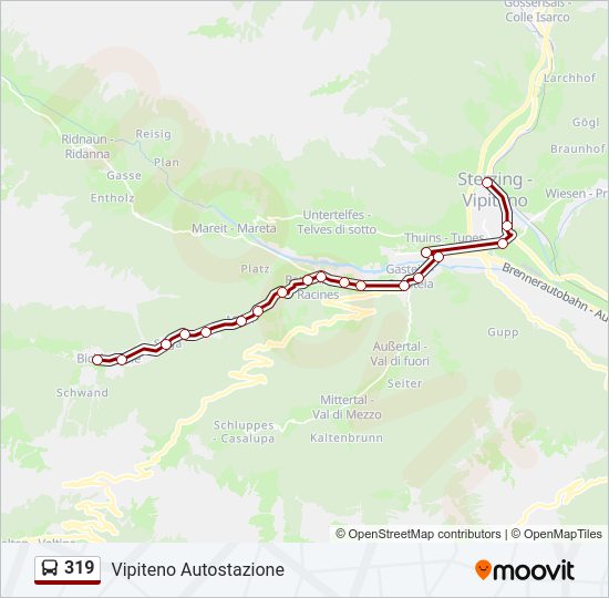 Percorso linea bus 319