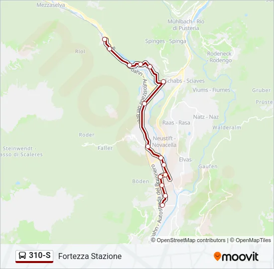 310-S Bus Line Map