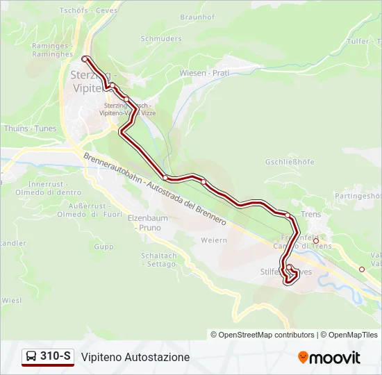 310-S Bus Line Map