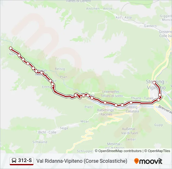312-S Bus Line Map