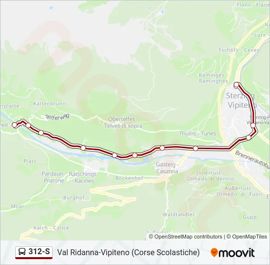 312-S Bus Line Map