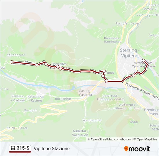 Percorso linea bus 315-S