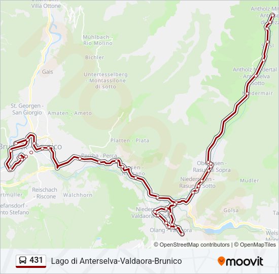 Percorso linea bus 431