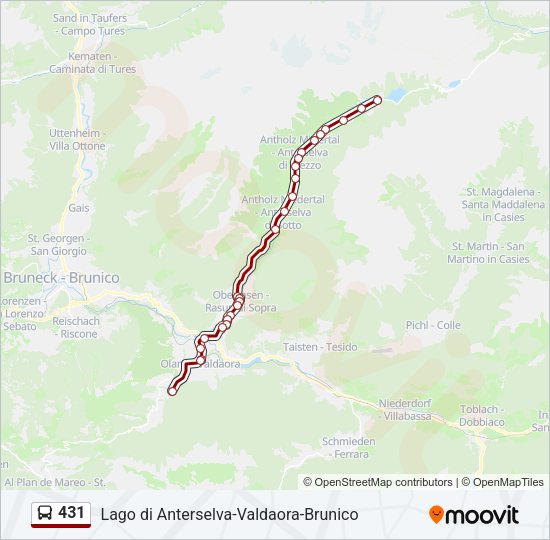 Percorso linea bus 431