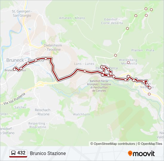 Percorso linea bus 432