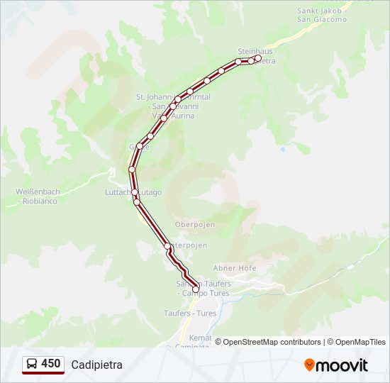 Percorso linea bus 450