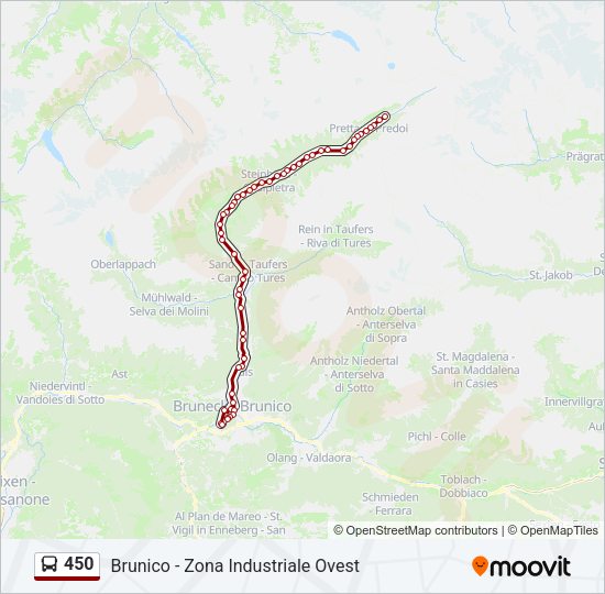 Percorso linea bus 450