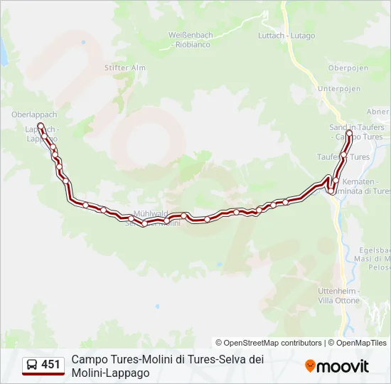 451 Bus Line Map