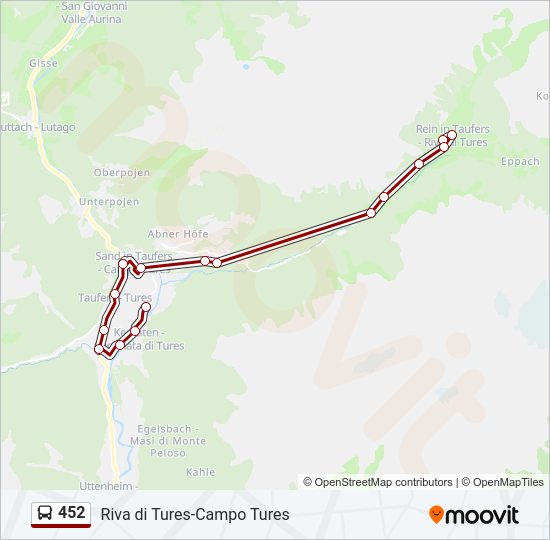 Percorso linea bus 452