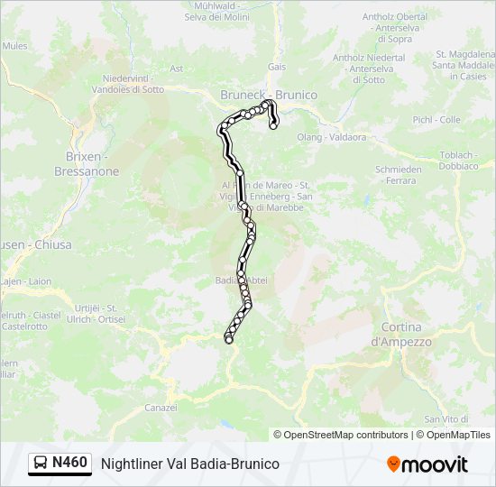 Percorso linea bus N460