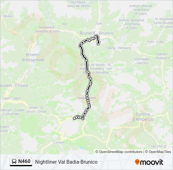 Percorso linea bus N460