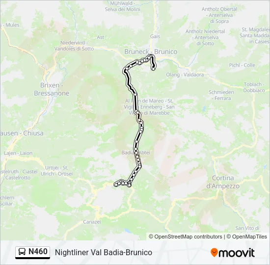 N460 Bus Line Map