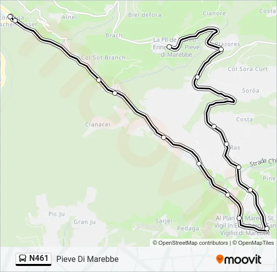 N461 Bus Line Map