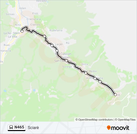 Percorso linea bus N465