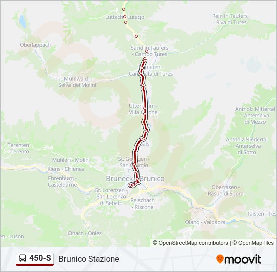 Percorso linea bus 450-S