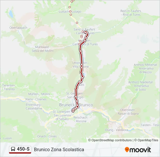 Percorso linea bus 450-S