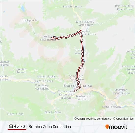 451-S Bus Line Map