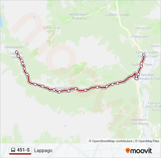 451-S Bus Line Map
