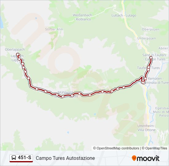 Percorso linea bus 451-S