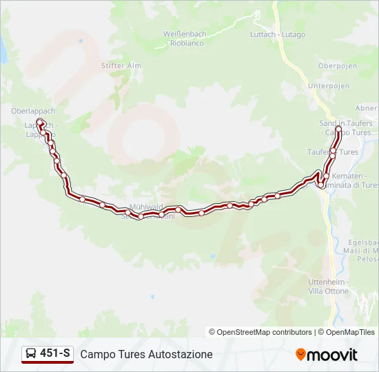 451-S Bus Line Map