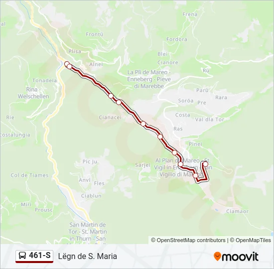 461-S Bus Line Map