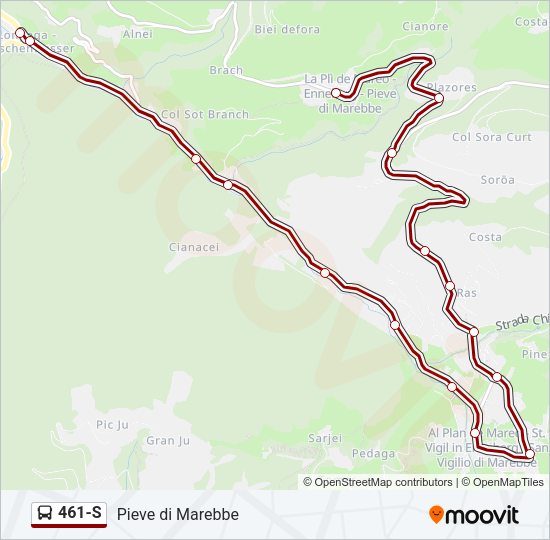 Percorso linea bus 461-S