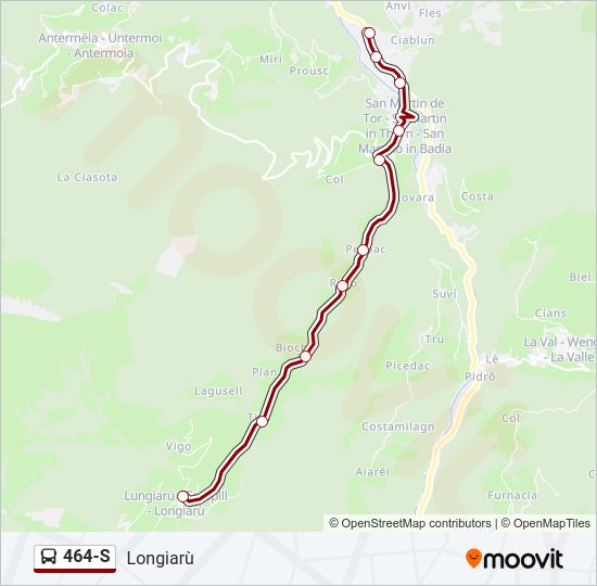 Percorso linea bus 464-S