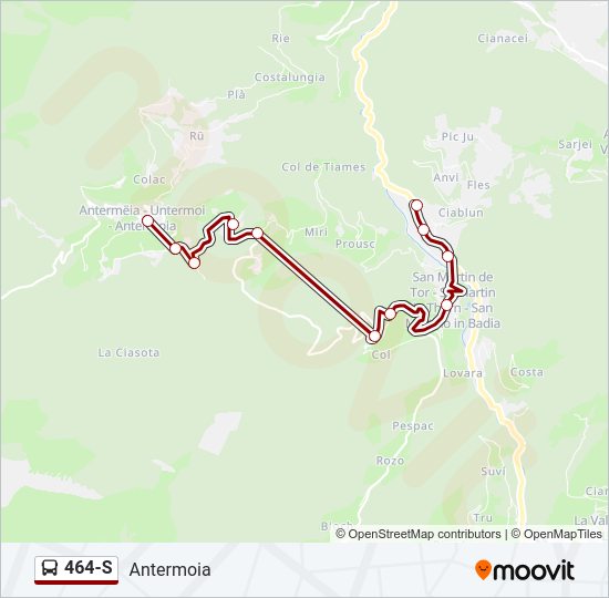 Percorso linea bus 464-S