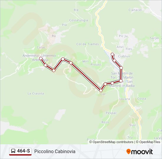 Percorso linea bus 464-S