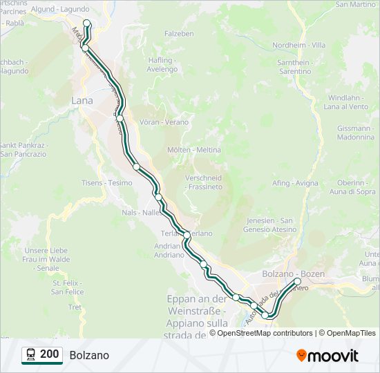 Percorso linea treno 200