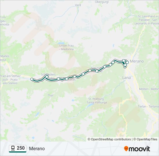 Percorso linea treno 250
