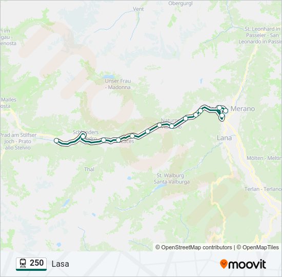Percorso linea treno 250