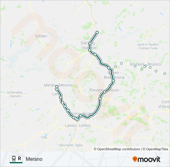 Percorso linea treno R