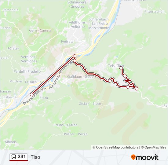 Percorso linea bus 331