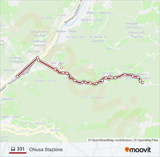 Percorso linea bus 331