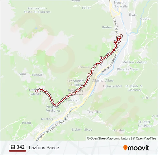 342 Bus Line Map